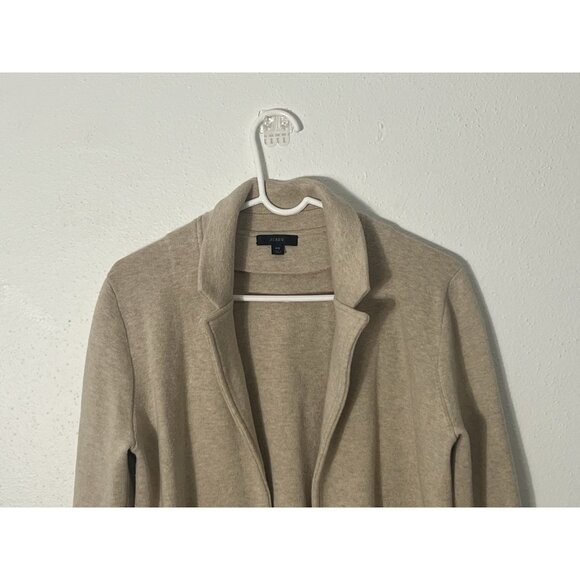 J. Crew Tan Beige Merino Wool Blend Open Blazer Size XS Pockets - Picture 2 of 14